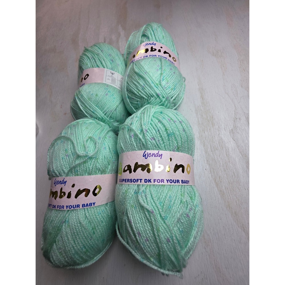 Wendy Bambino Supersoft DK Baby Yarn Mint Green Speckled 100g 4 Ball Lot Classic